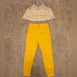 Yellow Jeans and Floral Top